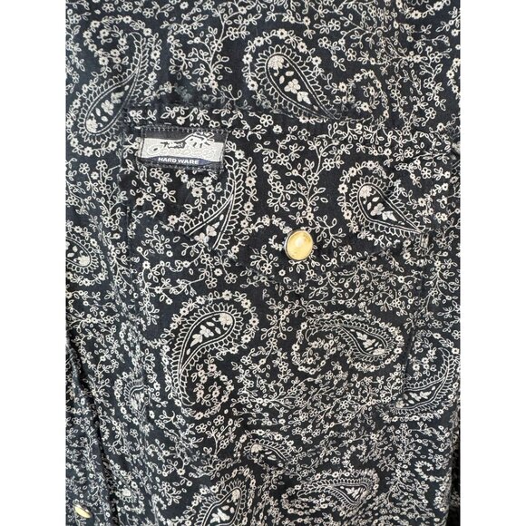 Cowboy Hardware Mens Paisley Long Sleeve Button-Up Shirt M Black White 100% Cott - Picture 13 of 16